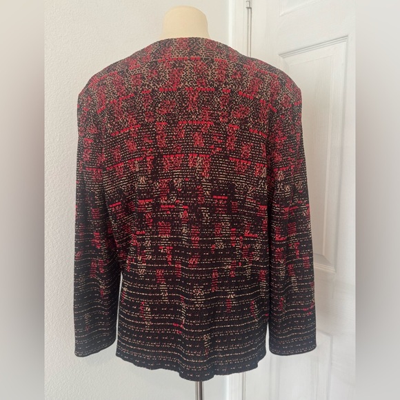 Misook Knit Cardigan One Button Business Old Money Festive Holiday Size Large - Picture 2 of 11